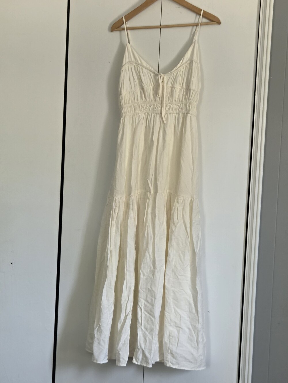 Altar'd State Cream Tiered Maxi Dress with Spaghetti Straps